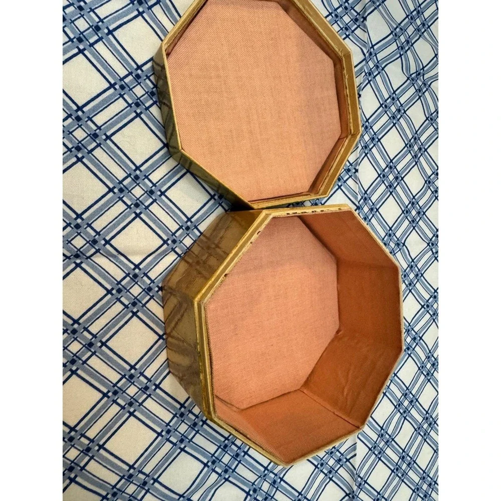 Silk Greenhouse Vintage Octagon Wooden Trinket‎ Box Easter Bunny Pink Whimsical